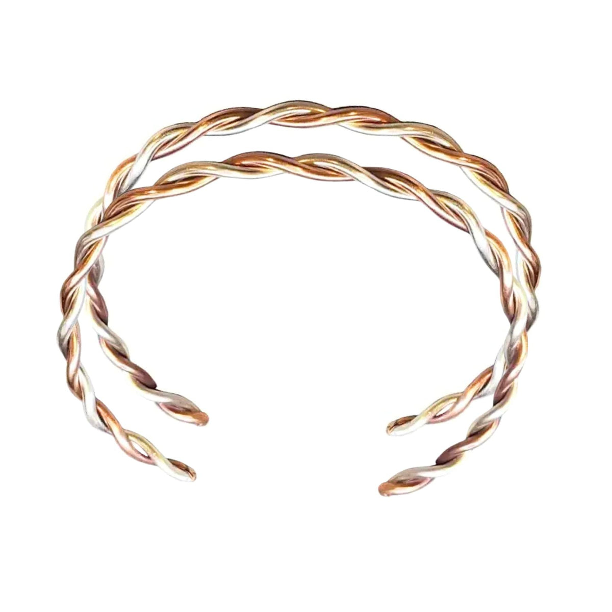 Twisted Copper & Silver Couples Cuff Bangle Set