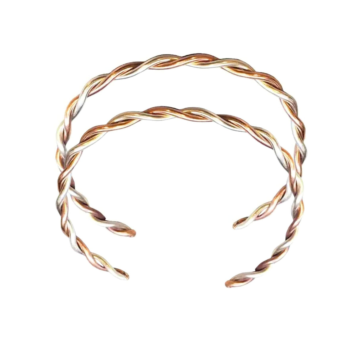 Twisted Copper & Silver Couples Cuff Bangle Set