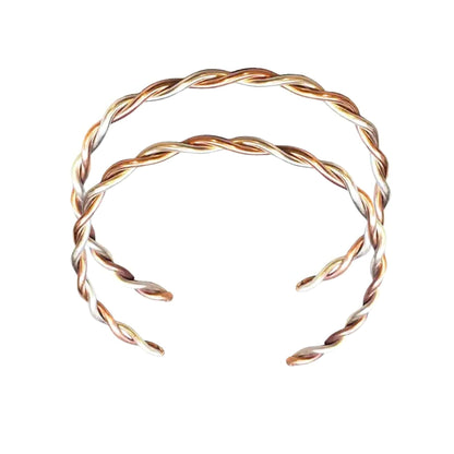 Twisted Copper & Silver Couples Cuff Bangle Set