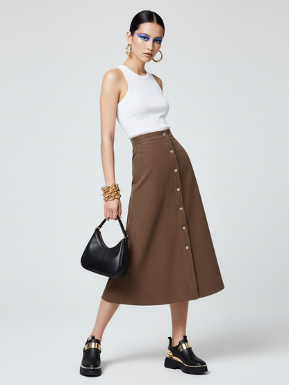 UPTOWN CHIC Corduroy Midi Skirt ECO FASHION BYMANYC ® New York