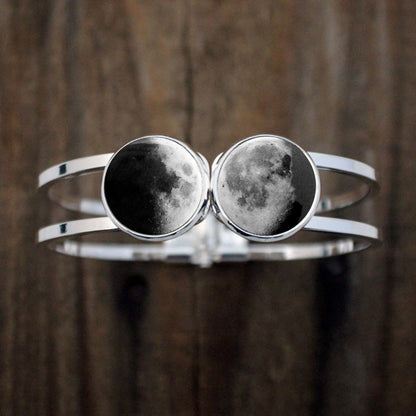 My Moon Hinged Cuff Bracelet - 2 Custom Moon Dates