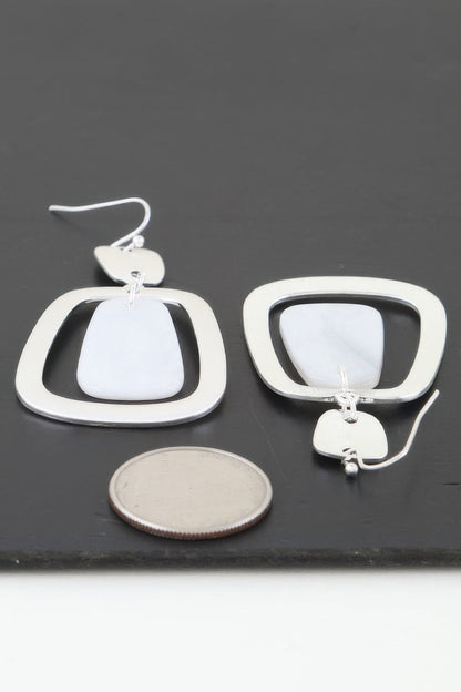 Women's Modern Stone Frame Drop Earrings Prêt-À-Porter BYMANYC ® New York - New Collection