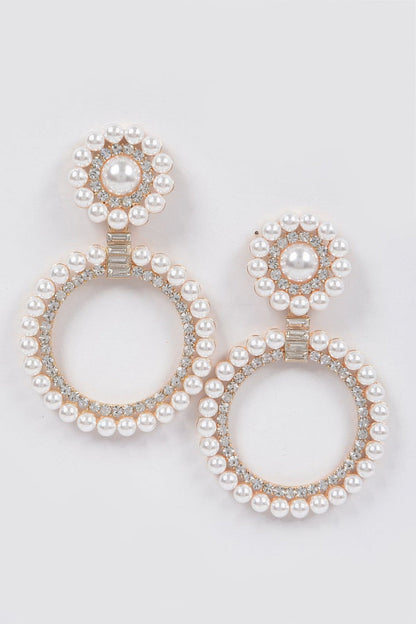 Women's Faux Pearl and Stone Drop Earrings Prêt-À-Porter BYMANYC ® New York - New Collection