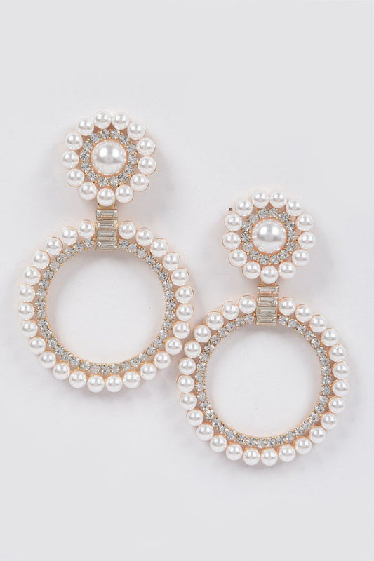 Women's Faux Pearl and Stone Drop Earrings Prêt-À-Porter BYMANYC ® New York - New Collection