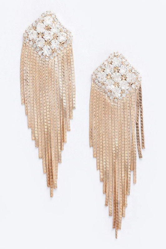 Women's Rhinestone Fringe Statement Earrings Prêt-À-Porter BYMANYC ® New York - New Collection