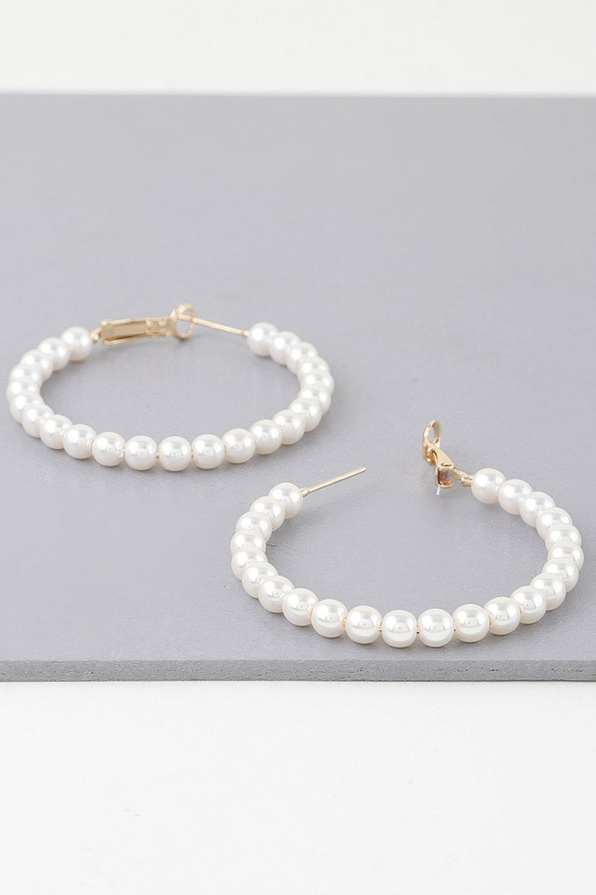 Women's Multi Pearl Accent Hoop Earrings Prêt-À-Porter BYMANYC ® New York - New Collection