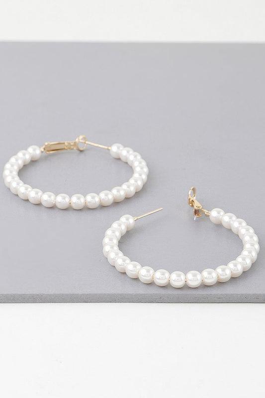 Women's Multi Pearl Accent Hoop Earrings Prêt-À-Porter BYMANYC ® New York - New Collection
