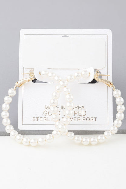Women's Multi Pearl Accent Hoop Earrings Prêt-À-Porter BYMANYC ® New York - New Collection