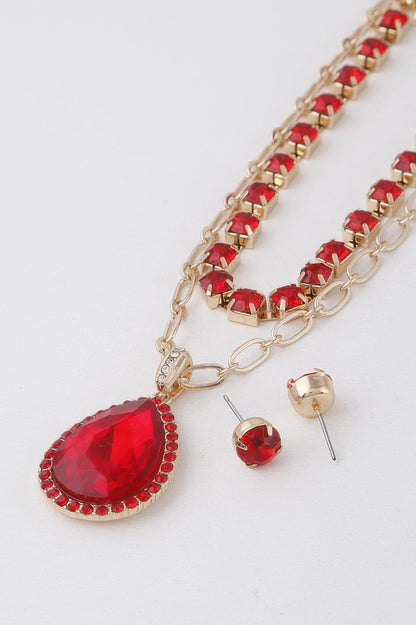 Women's Jeweled Teardrop Pendant Necklace BYMANYC ® New York CONTEMPORARY VIBRANT MODERN JEWELRY - New Collection
