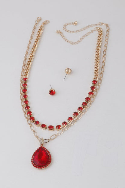 Women's Jeweled Teardrop Pendant Necklace BYMANYC ® New York CONTEMPORARY VIBRANT MODERN JEWELRY - New Collection