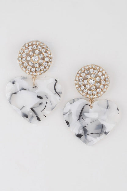 Women's Marbled Heart Drop Earrings BYMANYC ® New York CONTEMPORARY VIBRANT MODERN FASHION - New Collection