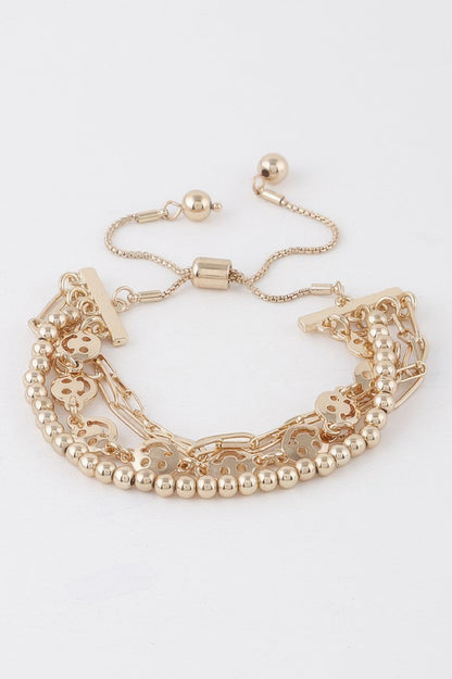 Women's Beaded Smiley Face Chain Bracelet BYMANYC ® New York CONTEMPORARY VIBRANT MODERN FASHION - New Collection