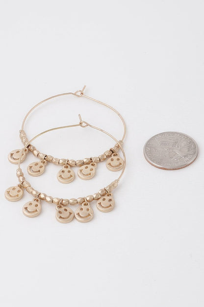Women's Smiley Face Charms Hoop Earrings BYMANYC ® New York CONTEMPORARY VIBRANT MODERN JEWELRY - New Collection