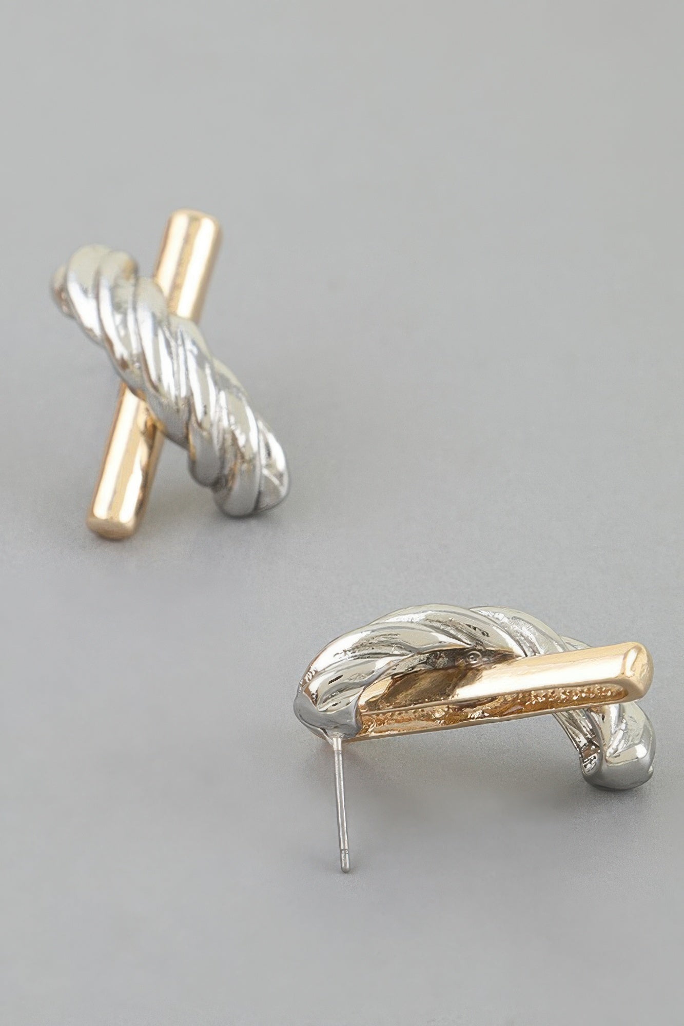 Women's Stud Earrings Two Toned Twisted X BYMANYC ® New York DUAL-FINISH CROSSOVER EARRINGS - New Collection