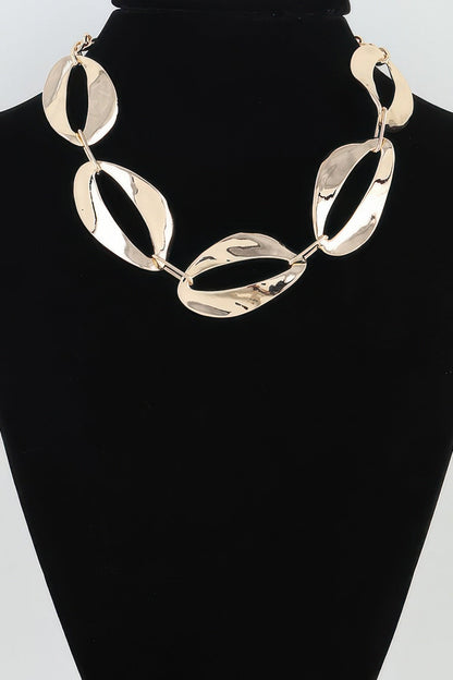 Women's Chain Necklace Hammered Abstract BYMANYC ® New York SCULPTURAL TEXTURED LINK COLLAR - New Collection