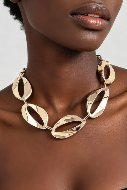 Women's Chain Necklace Hammered Abstract BYMANYC ® New York SCULPTURAL TEXTURED LINK COLLAR - New Collection
