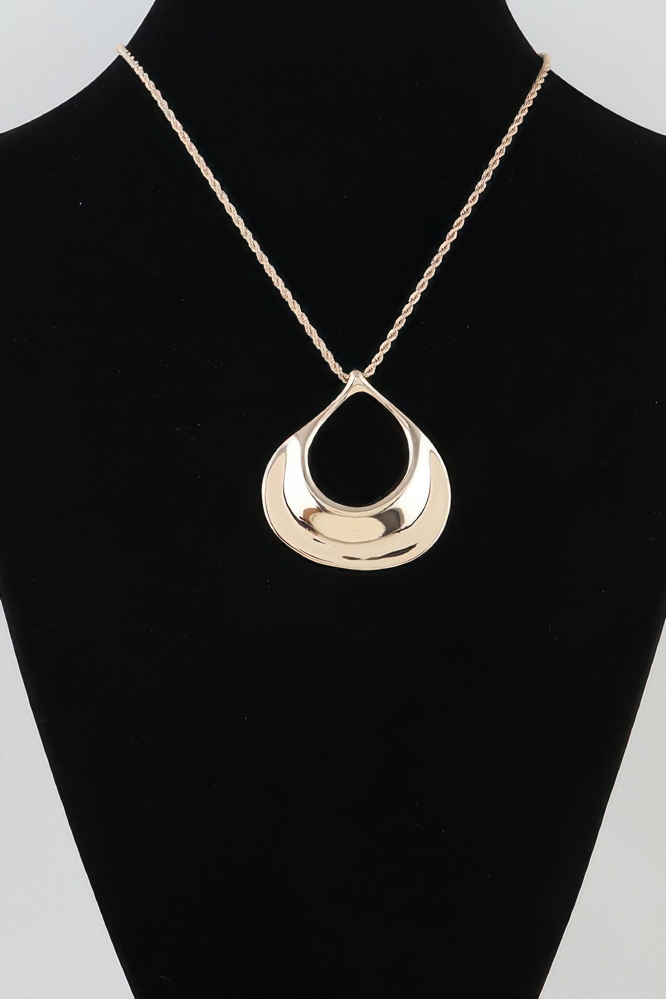 Women's Pendant Necklace Polished Ripple Teardrop Twisted BYMANYC ® New York SCULPTURAL TEXTURED DROP COLLAR - New Collection