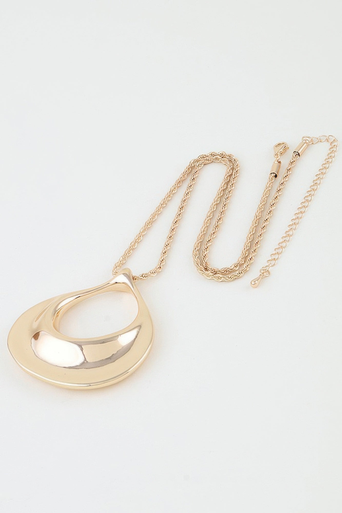 Women's Pendant Necklace Polished Ripple Teardrop Twisted BYMANYC ® New York SCULPTURAL TEXTURED DROP COLLAR - New Collection