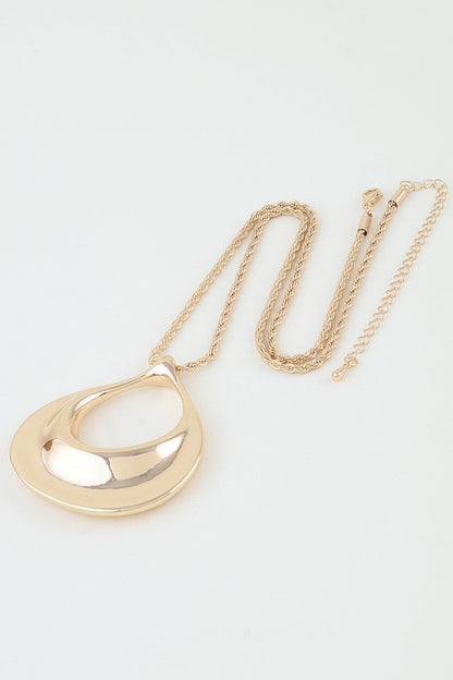 Women's Pendant Necklace Polished Ripple Teardrop Twisted BYMANYC ® New York SCULPTURAL TEXTURED DROP COLLAR - New Collection