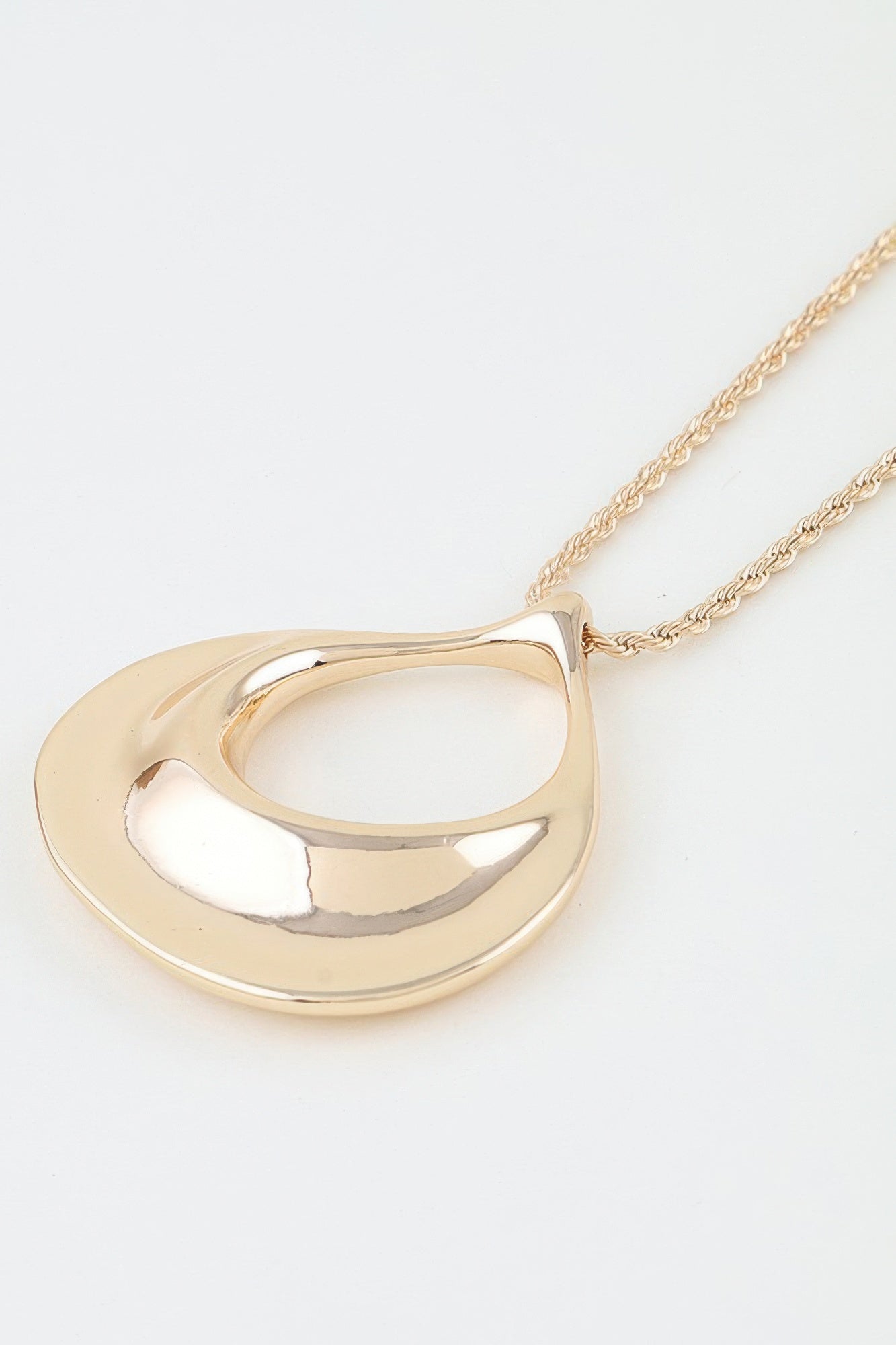 Women's Pendant Necklace Polished Ripple Teardrop Twisted BYMANYC ® New York SCULPTURAL TEXTURED DROP COLLAR - New Collection