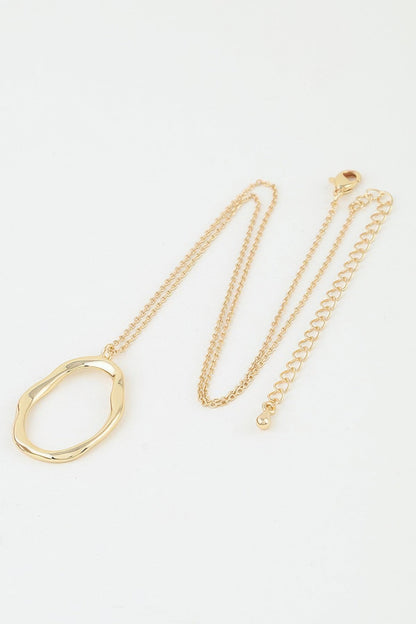Women's Pendant Necklace Hammered Ripple Oval Twisted BYMANYC ® New York SCULPTURAL TEXTURED DROP COLLAR - New Collection