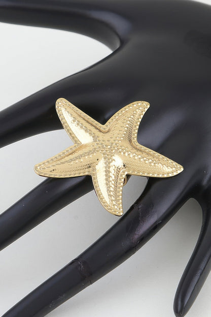 Women's Statement Ring Hammered Scale Starfish BYMANYC ® New York TEXTURED OCEANIC CELESTIAL BAND - New Collection
