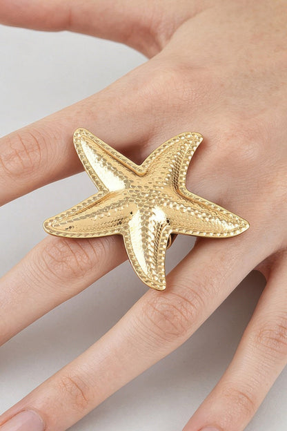 Women's Statement Ring Hammered Scale Starfish BYMANYC ® New York TEXTURED OCEANIC CELESTIAL BAND - New Collection