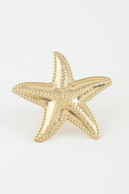 Women's Statement Ring Hammered Scale Starfish BYMANYC ® New York TEXTURED OCEANIC CELESTIAL BAND - New Collection