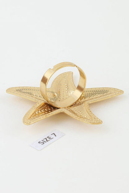 Women's Statement Ring Hammered Scale Starfish BYMANYC ® New York TEXTURED OCEANIC CELESTIAL BAND - New Collection