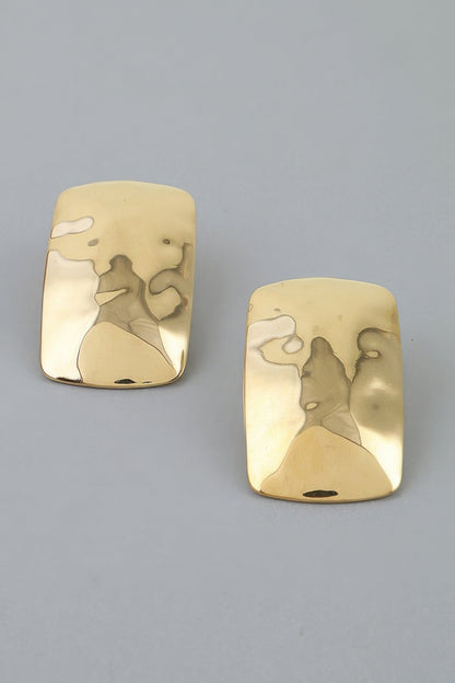Women's Hammered Cubic Frame Stud Earrings BYMANYC ® New York CONTEMPORARY VIBRANT MODERN FASHION - New Collection
