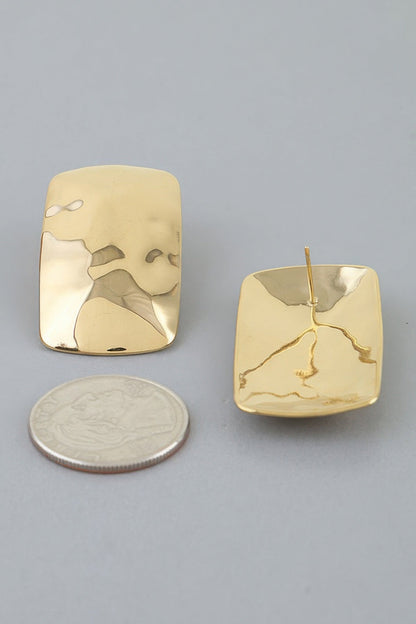Women's Hammered Cubic Frame Stud Earrings BYMANYC ® New York CONTEMPORARY VIBRANT MODERN FASHION - New Collection