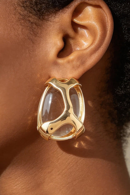 Women's Polished Transparent Stone Earrings BYMANYC ® New York CONTEMPORARY VIBRANT MODERN FASHION - New Collection