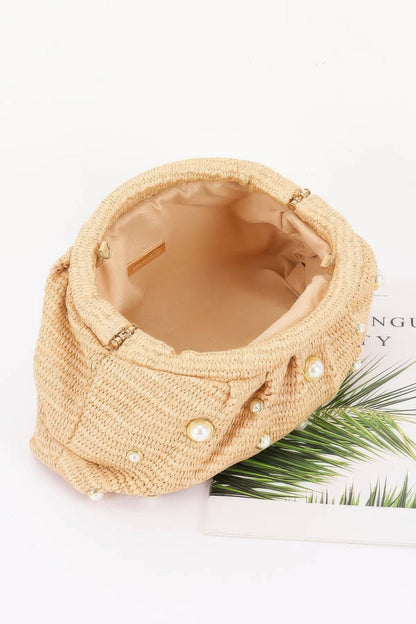 Women's Party Clutch Faux Straw Pearl BYMANYC ® New York ELEGANT CHIC EVENING PURSE - New Collection