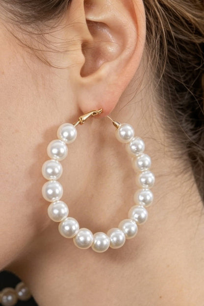 Women's Hoop Earrings Upside Down Pearl BYMANYC ® New York INVERTED PEARL STATEMENT HOOPS - New Collection