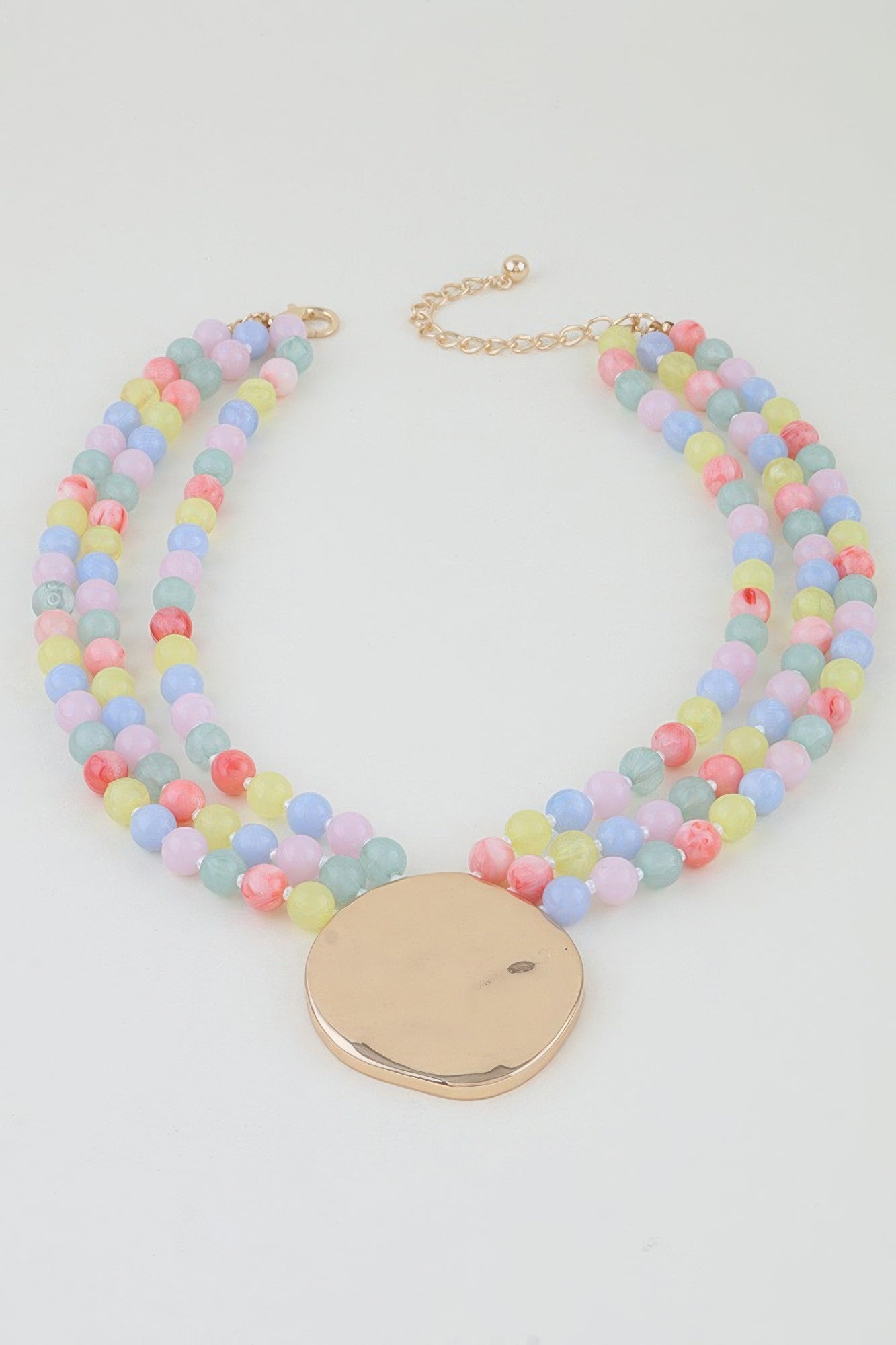Women's Statement Necklace Triple Beaded Disc BYMANYC ® New York LAYERED TEXTURED COLLAR - New Collection