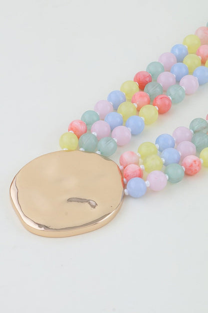Women's Statement Necklace Triple Beaded Disc BYMANYC ® New York LAYERED TEXTURED COLLAR - New Collection