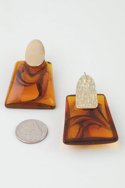 Women's Drop Earrings Abstract Marble Stone Fashion BYMANYC ® New York CONTEMPORARY ORGANIC RESIN DANGLE - New Collection