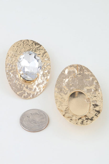 Women's Drop Earrings Hammered Rhinestone Disc BYMANYC ® New York TEXTURED SPARKLING CIRCLE DANGLE - New Collection