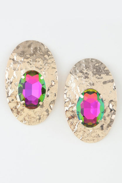 Women's Drop Earrings Hammered Rhinestone Disc BYMANYC ® New York TEXTURED SPARKLING CIRCLE DANGLE - New Collection