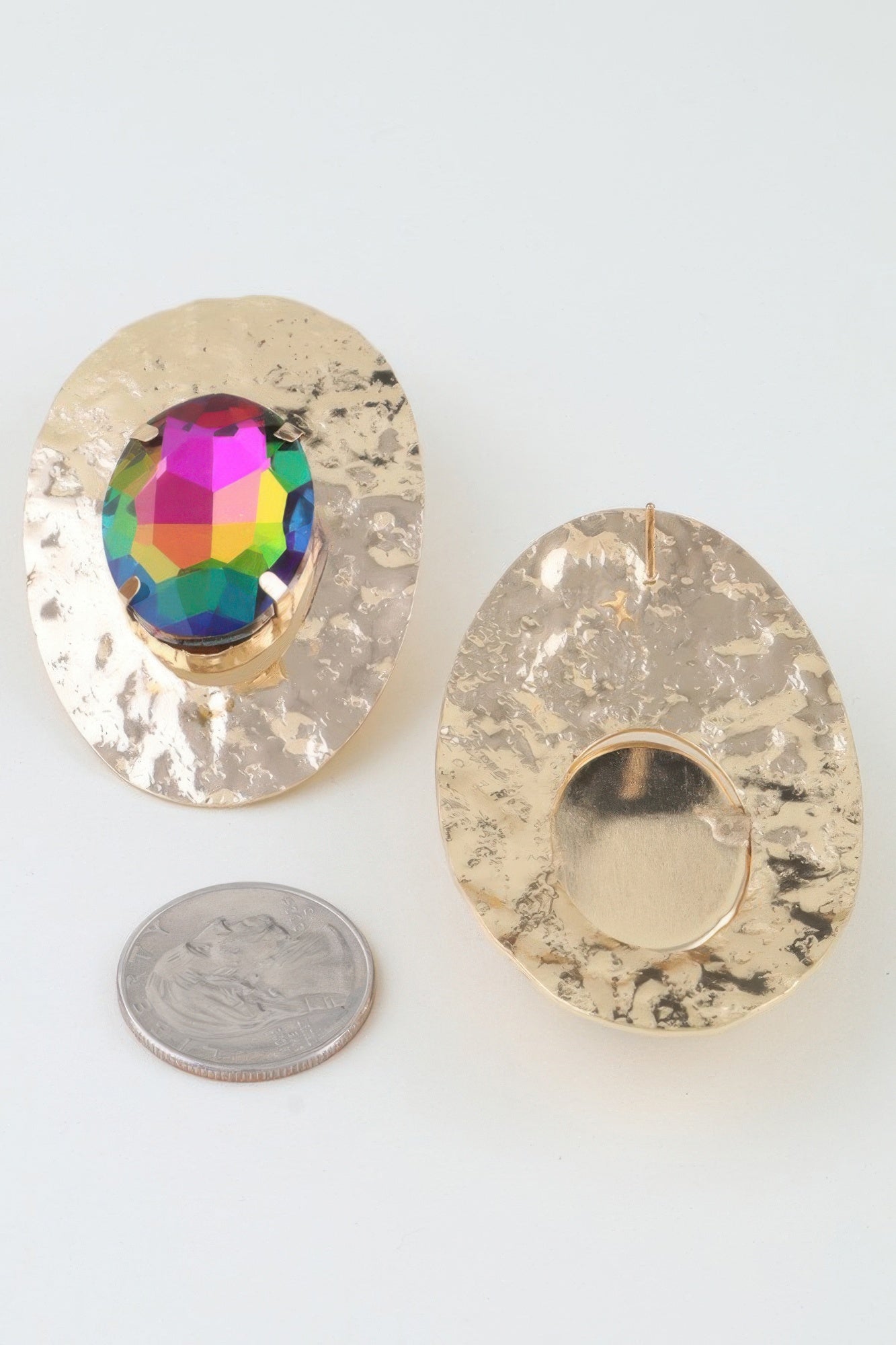 Women's Drop Earrings Hammered Rhinestone Disc BYMANYC ® New York TEXTURED SPARKLING CIRCLE DANGLE - New Collection