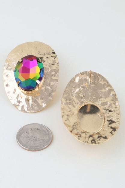 Women's Drop Earrings Hammered Rhinestone Disc BYMANYC ® New York TEXTURED SPARKLING CIRCLE DANGLE - New Collection