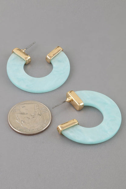 Women's Hoop Earrings Marble Stone Open BYMANYC ® New York CONTEMPORARY ORGANIC RESIN HOOPS - New Collection