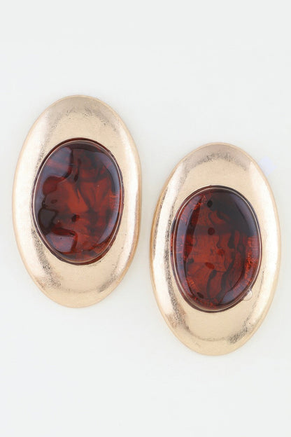 Women's Drop Earrings Modern Matte Stone Frame BYMANYC ® New York CONTEMPORARY GEOMETRIC FRAMED DANGLE - New Collection