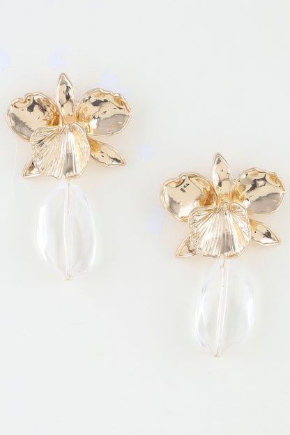 Women's Drop Earrings Hammered Orchid Accent BYMANYC ® New York BLOOMING BOTANICAL DANGLE EARRINGS - New Collection