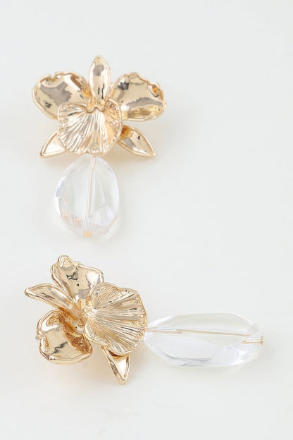 Women's Drop Earrings Hammered Orchid Accent BYMANYC ® New York BLOOMING BOTANICAL DANGLE EARRINGS - New Collection