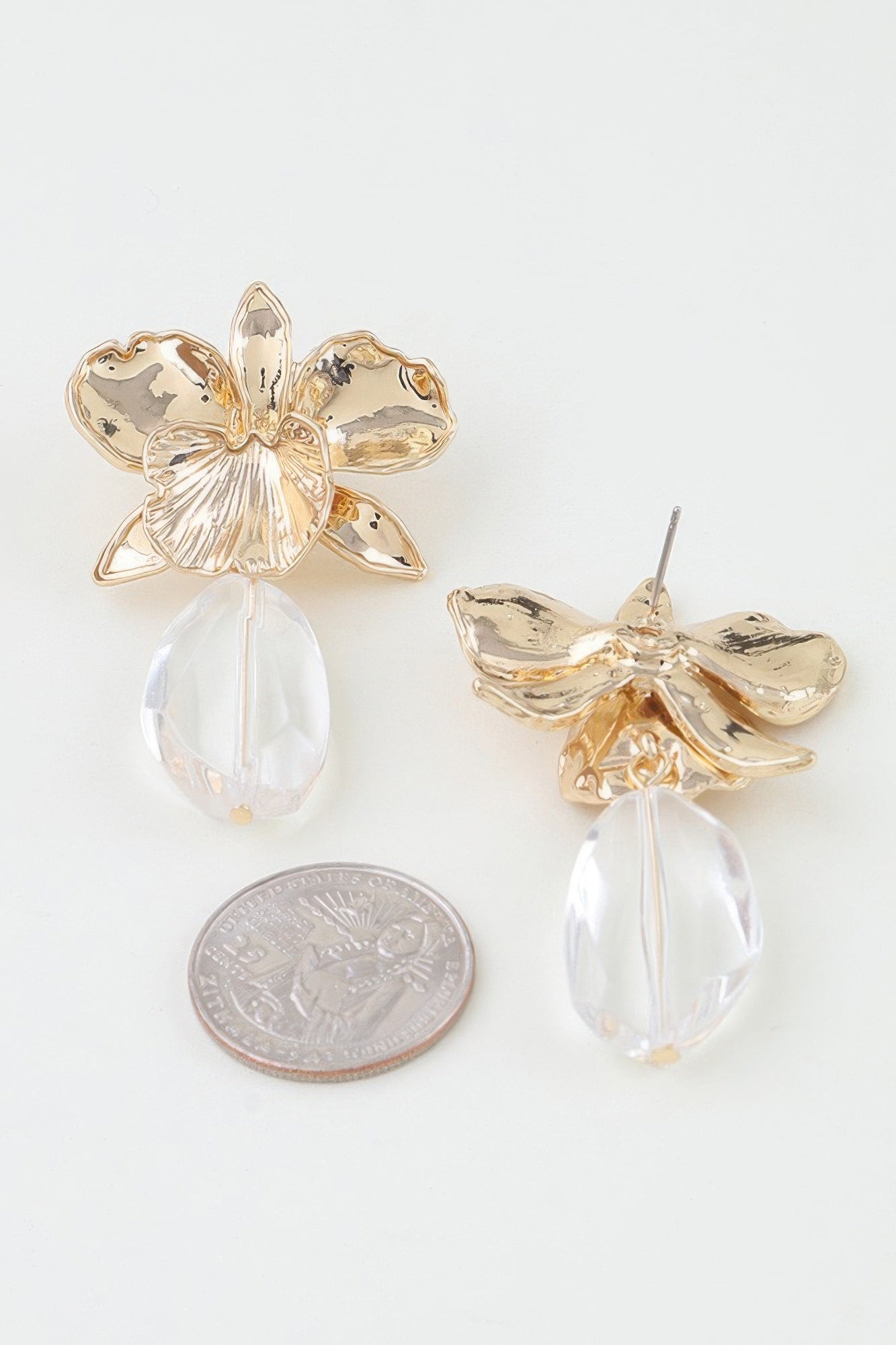 Women's Drop Earrings Hammered Orchid Accent BYMANYC ® New York BLOOMING BOTANICAL DANGLE EARRINGS - New Collection