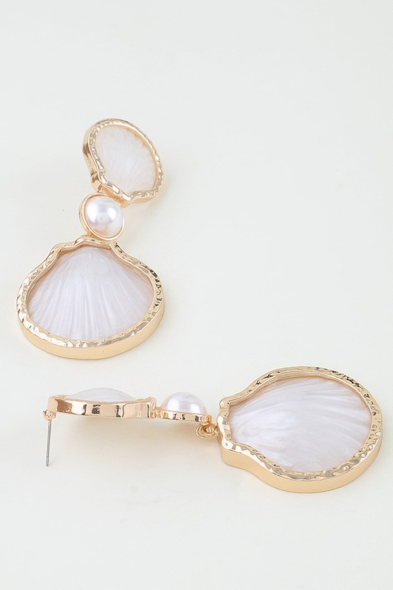 Women's Drop Earrings Hammered Shell Accent BYMANYC ® New York ORGANIC STONE DANGLE EARRINGS - New Collection
