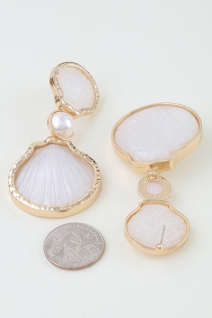 Women's Drop Earrings Hammered Shell Accent BYMANYC ® New York ORGANIC STONE DANGLE EARRINGS - New Collection