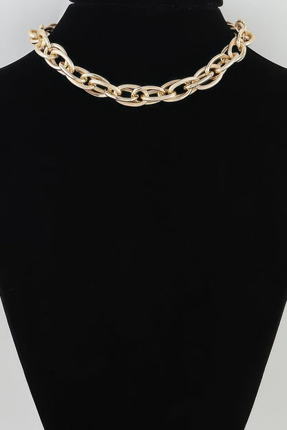 Women's Choker Necklace Double Polished Link Chain BYMANYC ® New York BOLD DUAL LINK COLLAR - New Collection