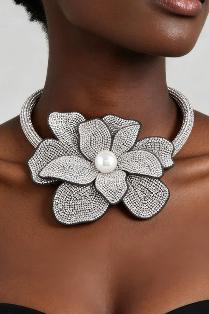 Women's Necklace Choker Floral BYMANYC ® New York SOHO BEJEWELED BLOOM - New Collection